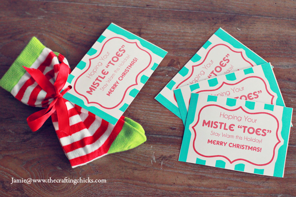 Mistle "Toes" Christmas Socks Gift Tag & Free Printable - The Crafting