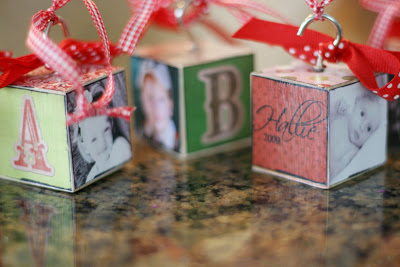 Homemade Block Ornaments | These simple DIY blocks make a fun Christmas ornament for grandparents or neighbors.