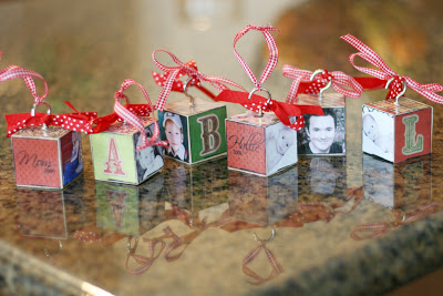 Homemade Block Ornaments | These simple DIY blocks make a fun Christmas ornament for grandparents or neighbors.