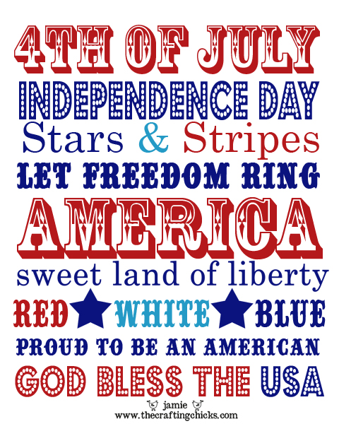 {4th of July Word Art***Free Printable} - The Crafting Chicks