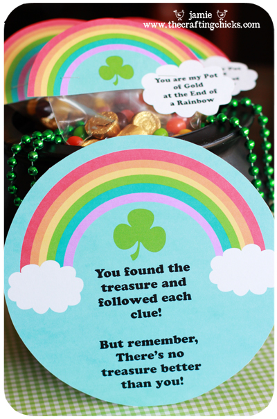 St. Patrick's Day Lucky Treasure Hunt clue printable rainbow.