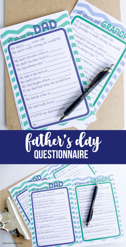 Father's Day Questionnaire & Free Printable The Crafting Chicks