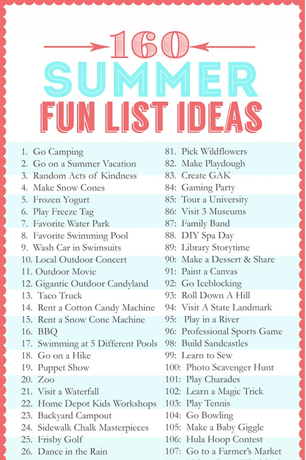 Free Printable Summer Bucket List