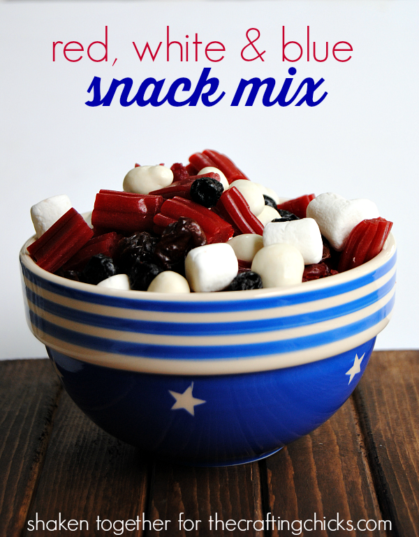 Red, white and blue Summer snack mix - a yummy blend of fruit and sweet treats!