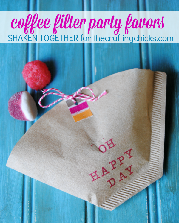 Coffee filter party favors are SO easy to stamp, stuff and share for any party!