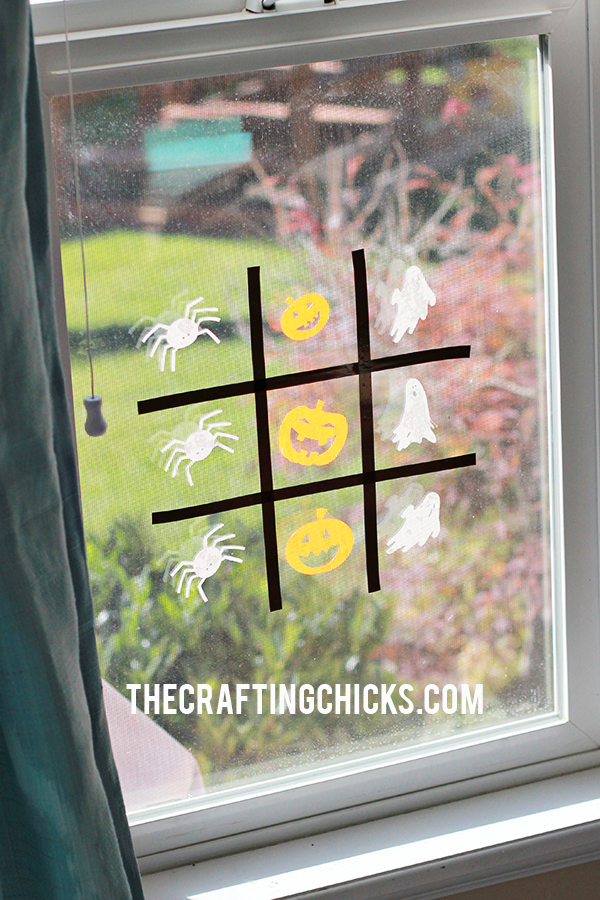 Halloween Tic-Tac-Toe with Cricut Window Cling - The Crafting Chicks