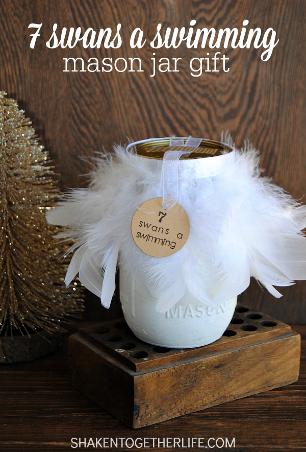 Celebrate one of the 12 days of Christmas with an easy whimsical 7 Swans a Swimming Mason Jar Gift!