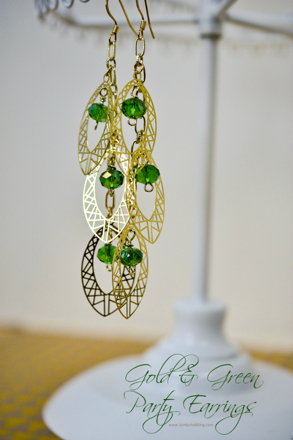Gold-Green-Party-Earrings-Tutorial-by-Bombshell-Bling