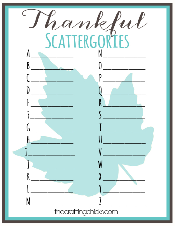 Free Printable Thanksgiving Scattergories Game | Kids Activity | Class Party