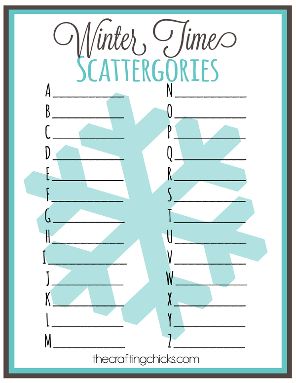 Winter Time Scattergories Free Printable The Crafting Chicks