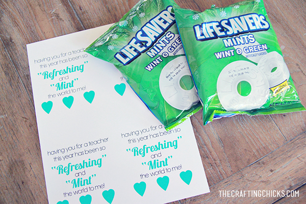 Mint Teacher gift and free printable