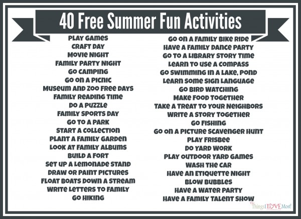 40 Free Summer Fun Activities www.tastefullyfrugal.org