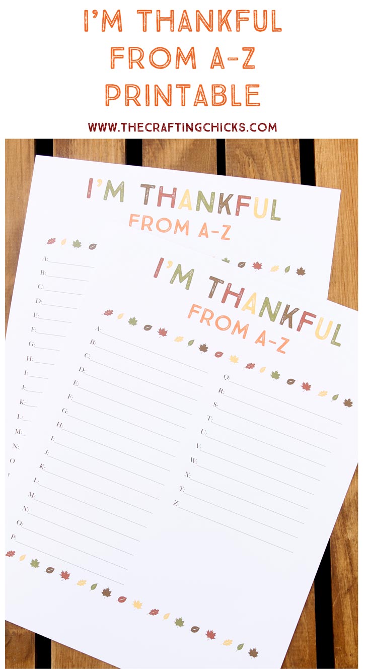 I'm Thankful from A-Z Printable on a wooden background