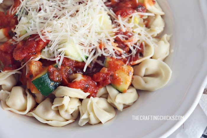 Zucchini Tortellini Dish with Tomato & Basil Bertolli