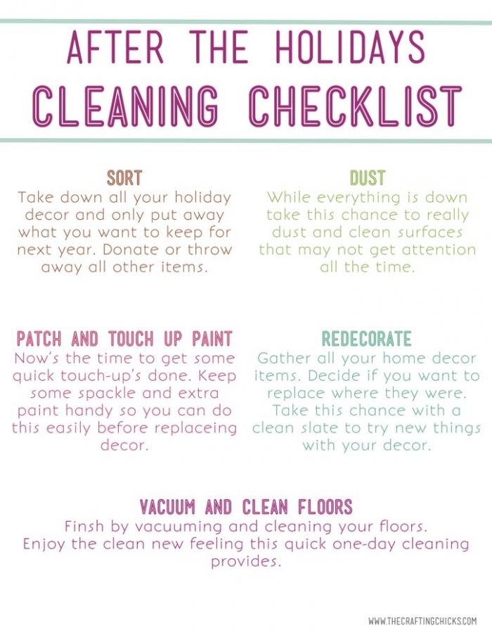 After Holidays Cleaning List - The Crafting Chicks