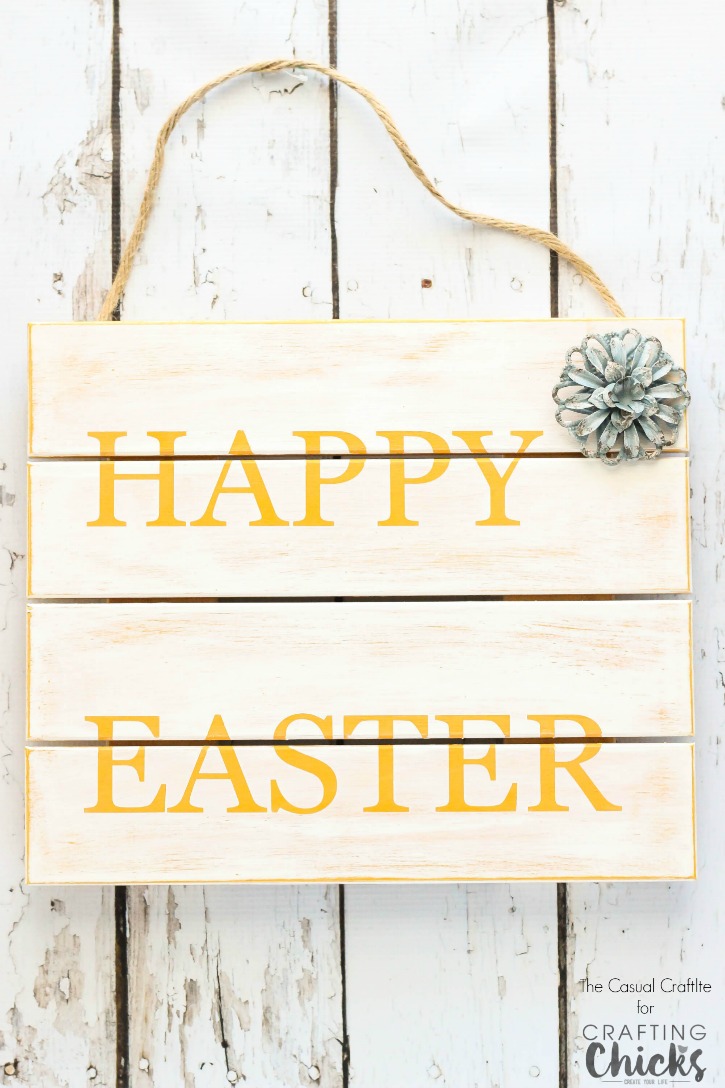 DIY Happy Easter Wood Sign - create a custom sign to decorate for Easter.