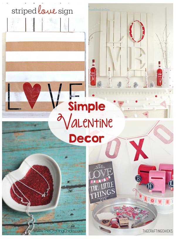 Easy Valentine Decor - mantel inspiration, wreath, diy, signs, pillows, centerpiece, love letter station - I love all of these simple valentine ideas!