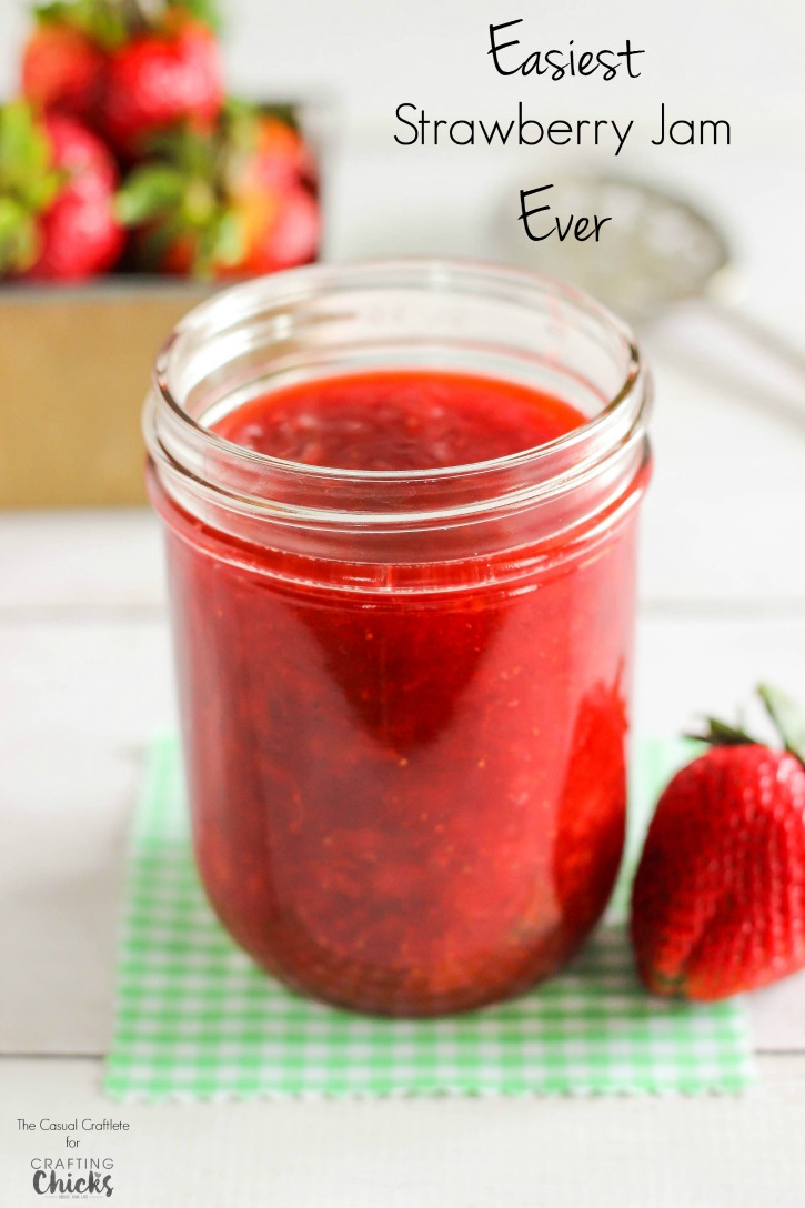 Easiest Strawberry Jam Ever - made with just 3 ingredients, in one pot. This small batch, no-pectin strawberry jam is delicious and super easy to make!