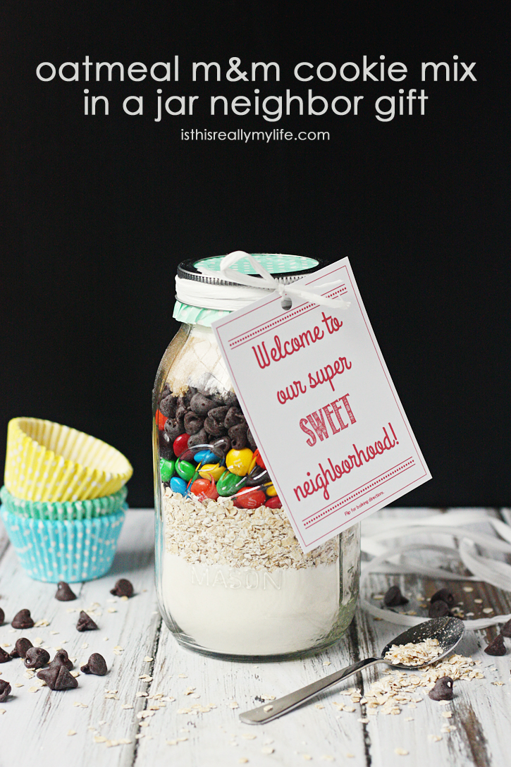 Oatmeal M&M Cookie Mix in a Jar Neighbor Gift - The Crafting Chicks