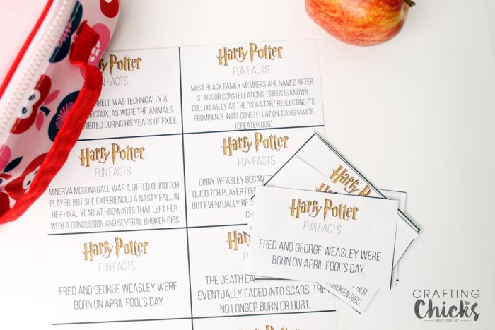 Harry Potter Fun Facts Lunchbox Printables