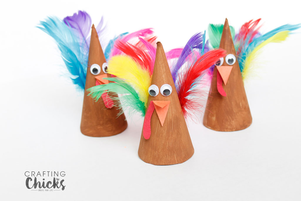 These Turkey Cones are such a fun kids craft. Your kids will love making them and you will love displaying their cute turkeys this Thanksgiving.
