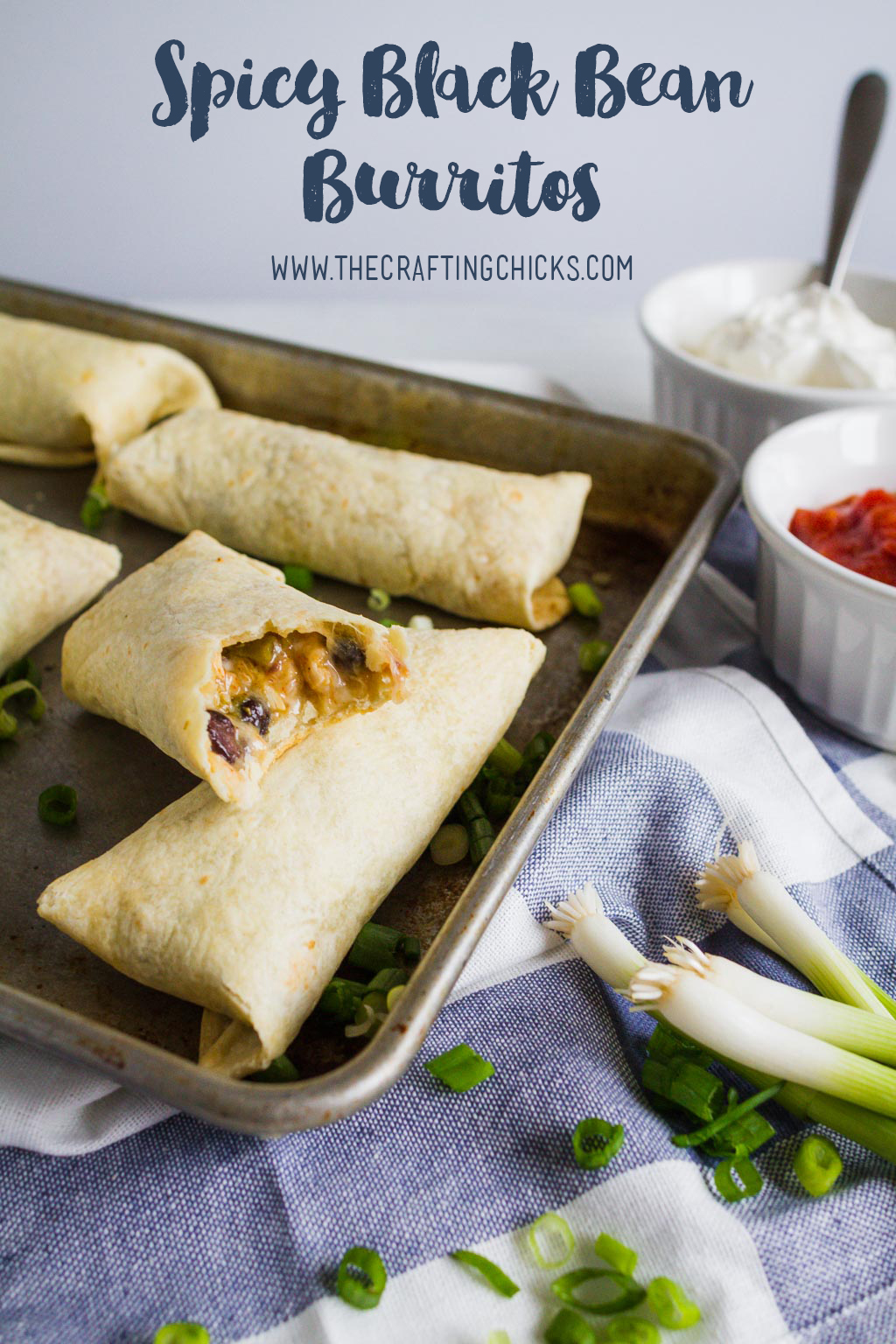 Spicy Black Bean Burritos - one of our favorite family recipes!  Perfect for lunch on the go or a quick dinner.  Don't forget to make extra to freeze!