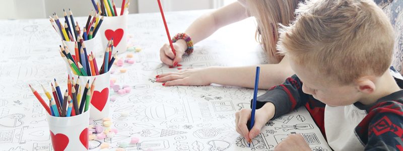 Valentine's Day Coloring Tablecloth - The Crafting Chicks