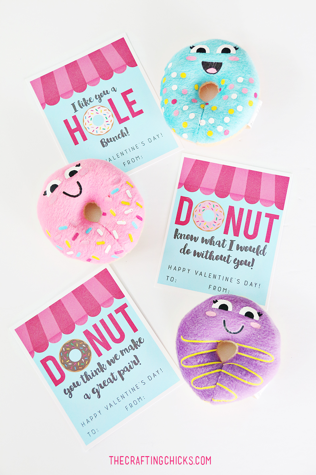 Donut Valentine Printables - A fun class valentine or try adding these tags to a box of donuts for teachers, neighbors or friends!
