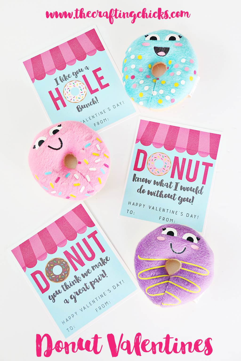 Donut Valentine Printables - A fun class valentine or try adding these tags to a box of donuts for teachers, neighbors or friends!