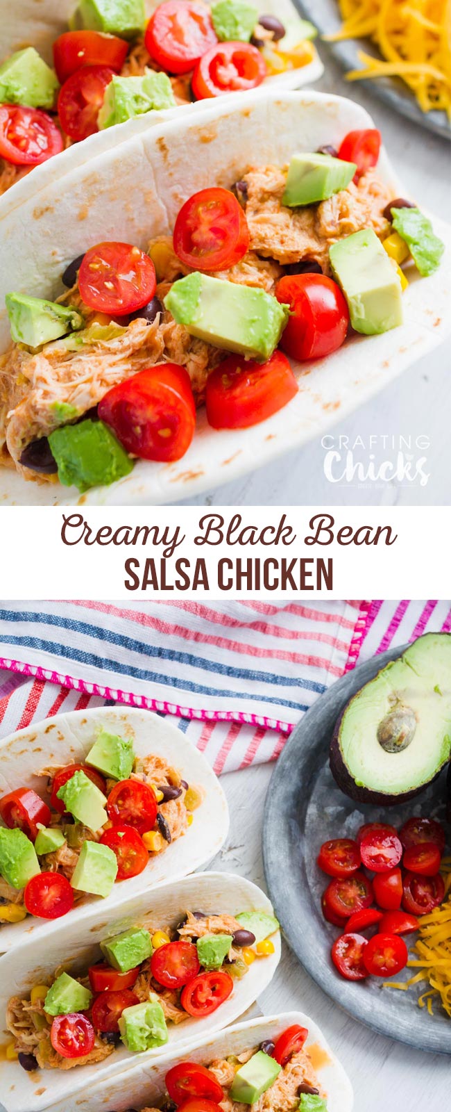 Creamy Black Bean Salsa Chicken Crockpot Recipe would also work well in an  Instant Pot.