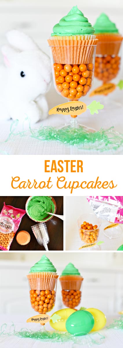 Cute Easter Carrot Cupcakes-super easy to make and fun for an Easter table or gift!