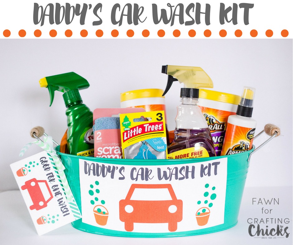 Daddy's Car Wash Kit - Quick and easy Father's Day gift idea. Put together a quick and easy Father's Day car wash gift basket for all the Dads in your life. 