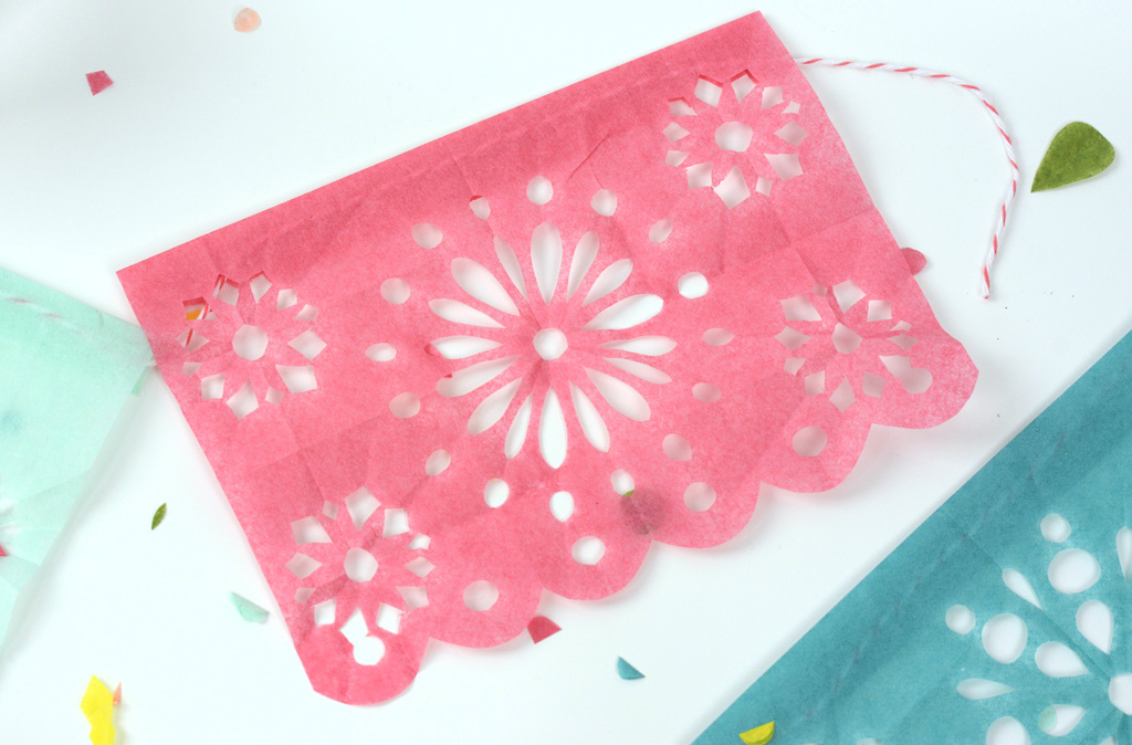 papel picado fiesta banner pink - The Crafting Chicks