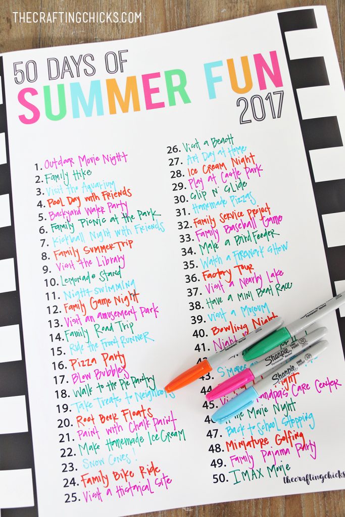 Summer Fun Chart Free Printable - The Crafting Chicks