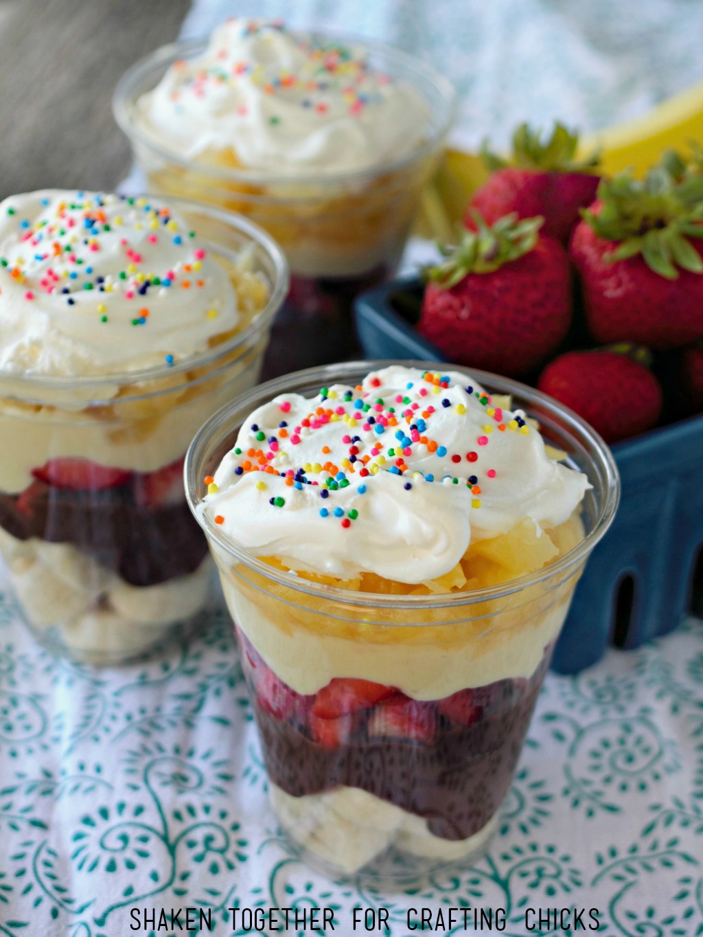 Banana Split Pudding Cups are an easy no bake dessert with all of the classic flavors of a banana split!