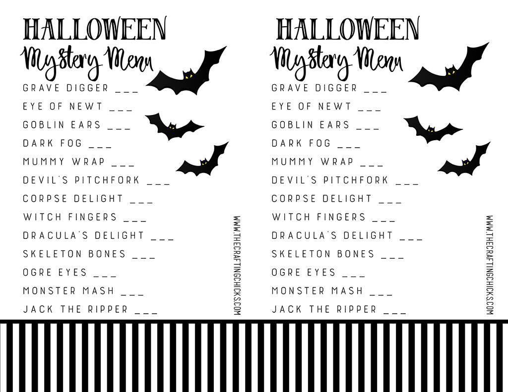 Halloween Mystery Dinner Party Free Menu The Crafting Chicks