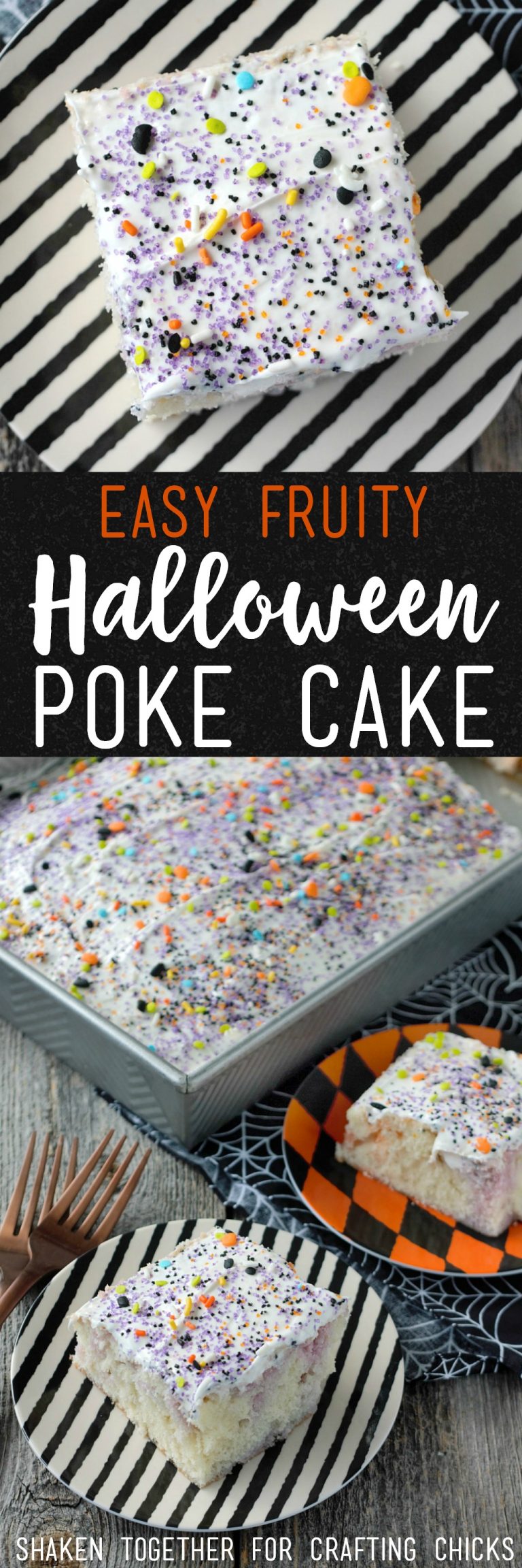 Easy Fruity Halloween Poke Cake - The Crafting Chicks