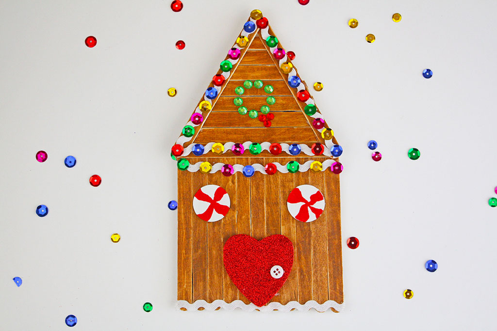 Popsicle Stick Gingerbread House Craft