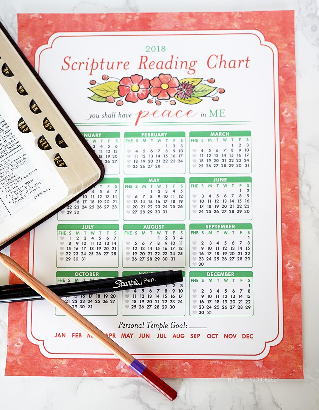 LDS Scripture Reading Chart 2018
