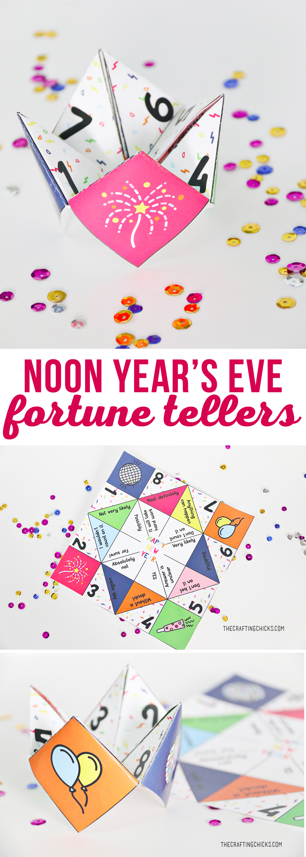 These New Years Fortune Teller Printables are a fun activity for kids to do while they are waiting for the ball to drop. We used these printables in our New Year's Eve Kids' Countdown bags as an activity and they were a hit!