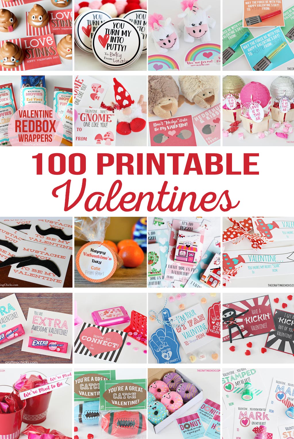 100 Printable Valentines from The Crafting Chicks
