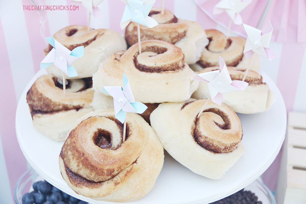 Cinnamon Roll Bar for a baby shower, or any family party! 