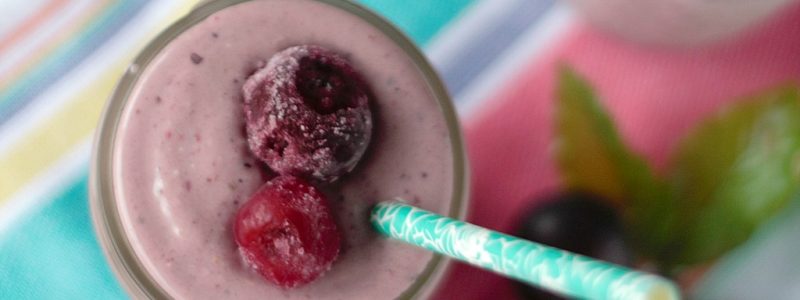 Fruity and satisfying, a Cherry Berry Peanut Butter Smoothie is a delicious breakfast, post work out snack or after dinner treat!