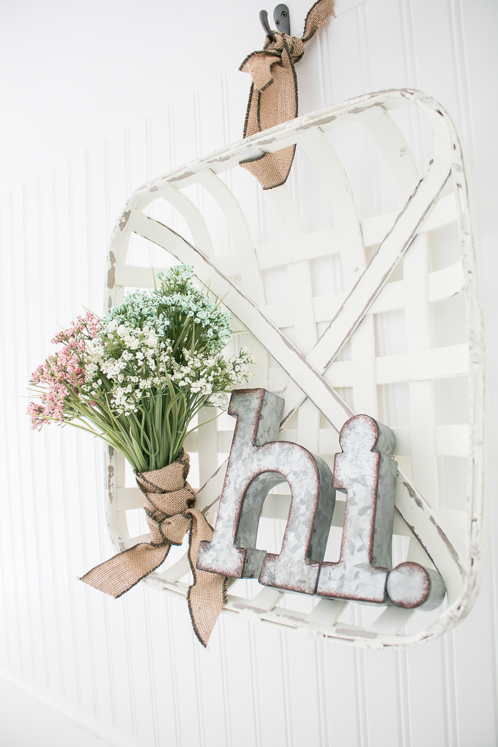 Cute woven basket spring wreath