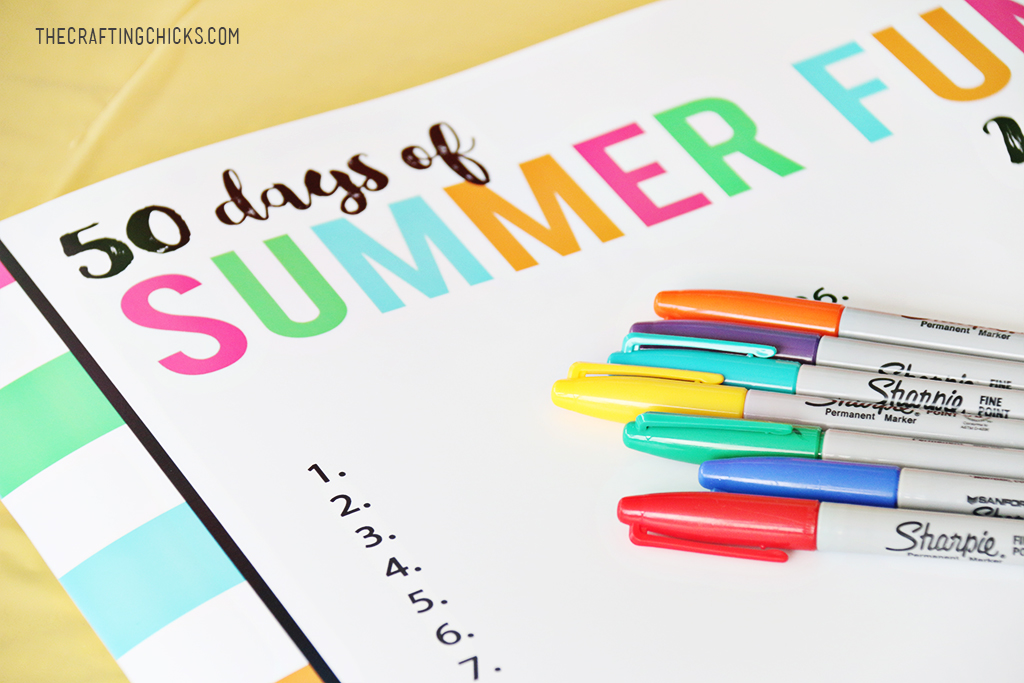 Summer Fun Chart Free Printable for 50 Days of Summer fun this year! Brainstorm fun activities and write them down...and make memories this summer!