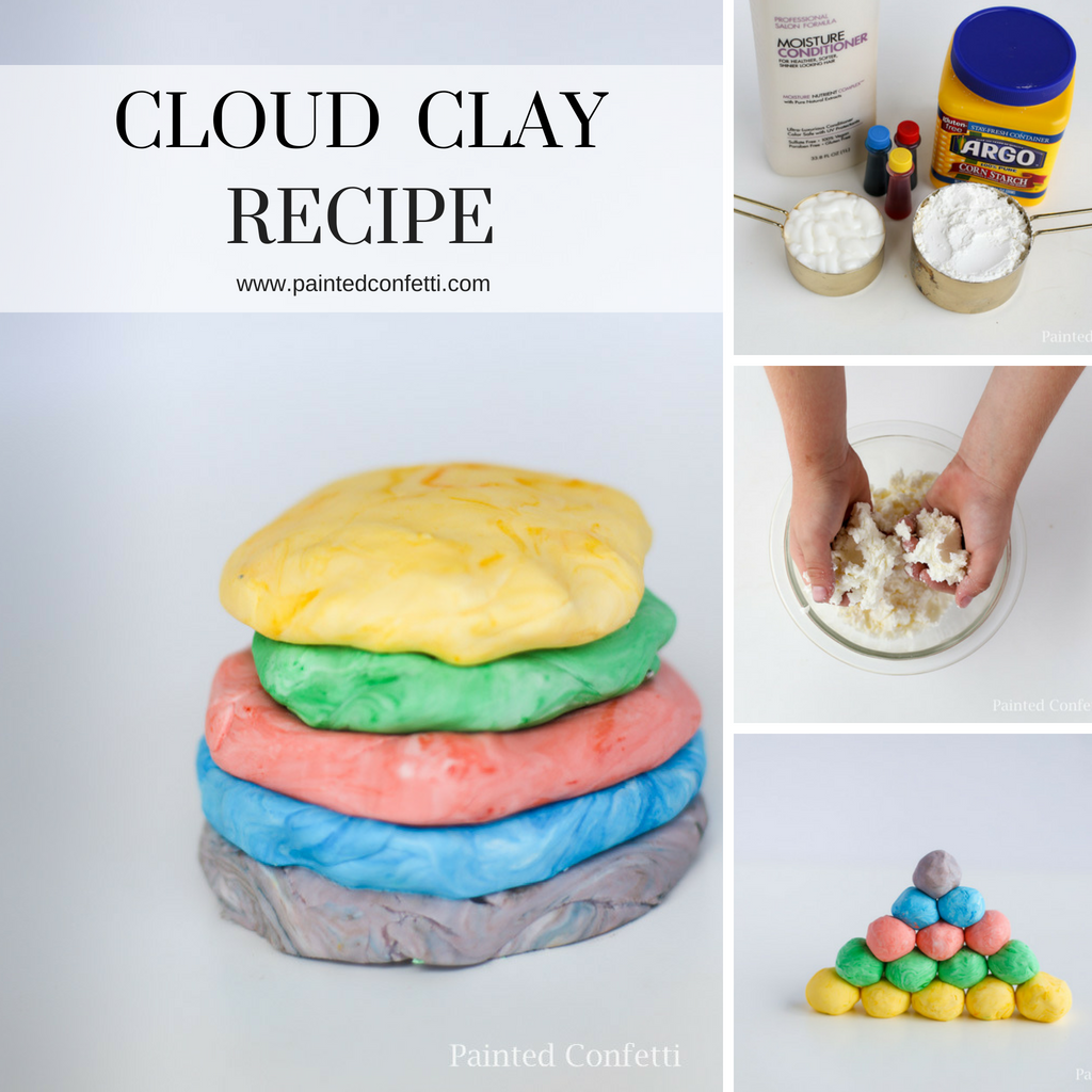 How to Make Cloud Clay | Similar to play dough but more soft and fluffy. This Cloud Clay recipe is so fast and easy. You only need 2 ingredients that you probably already have in your home right now. #diy #homemade #cloud #clay #kids #activity #craft