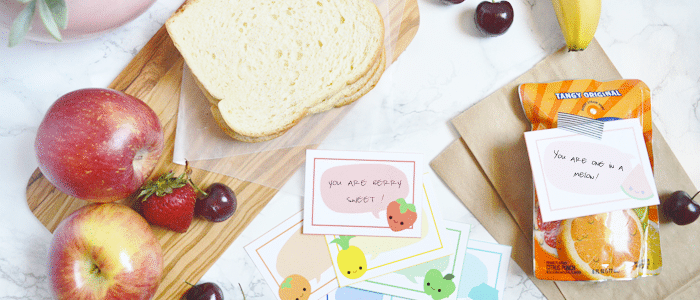 Fruity Lunchbox Letters Printable Note Cards | Send your kids back to school feeling extra special with these fruity lunch box notes! #backtoschool #printable #lunch #notes