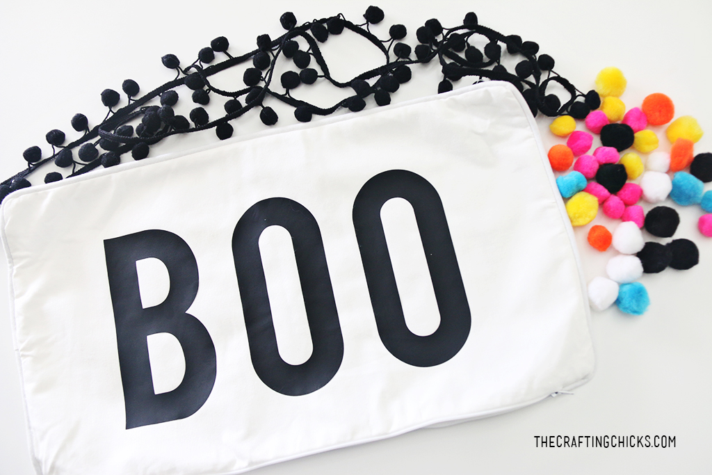 "Boo" Pillow for Halloween for Halloween Decor, iron on vinyl Boo pillow