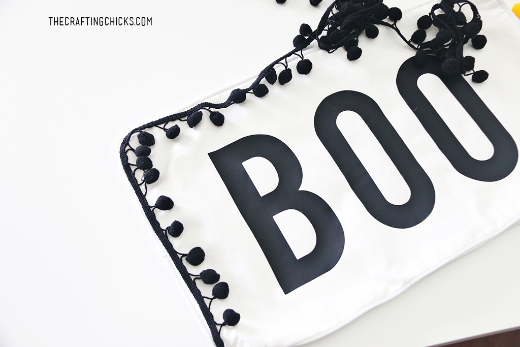 "Boo" Pillow for Halloween for Halloween Decor, iron on vinyl Boo pillow