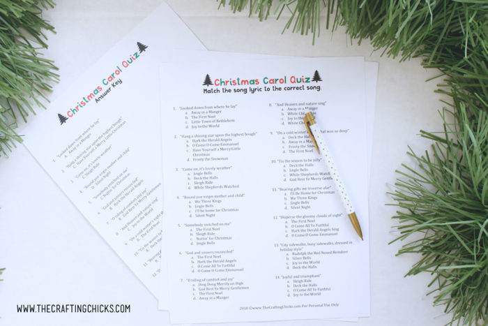 Christmas Carol Quiz Game - The Crafting Chicks